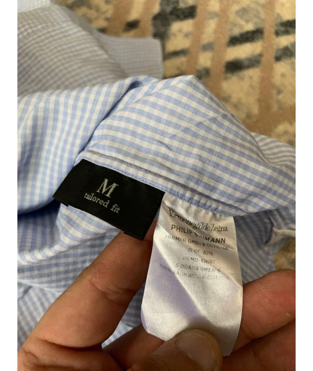 ERMENEGILDO ZEGNA XXX Голубая хлопковая классическая рубашка, фото 4