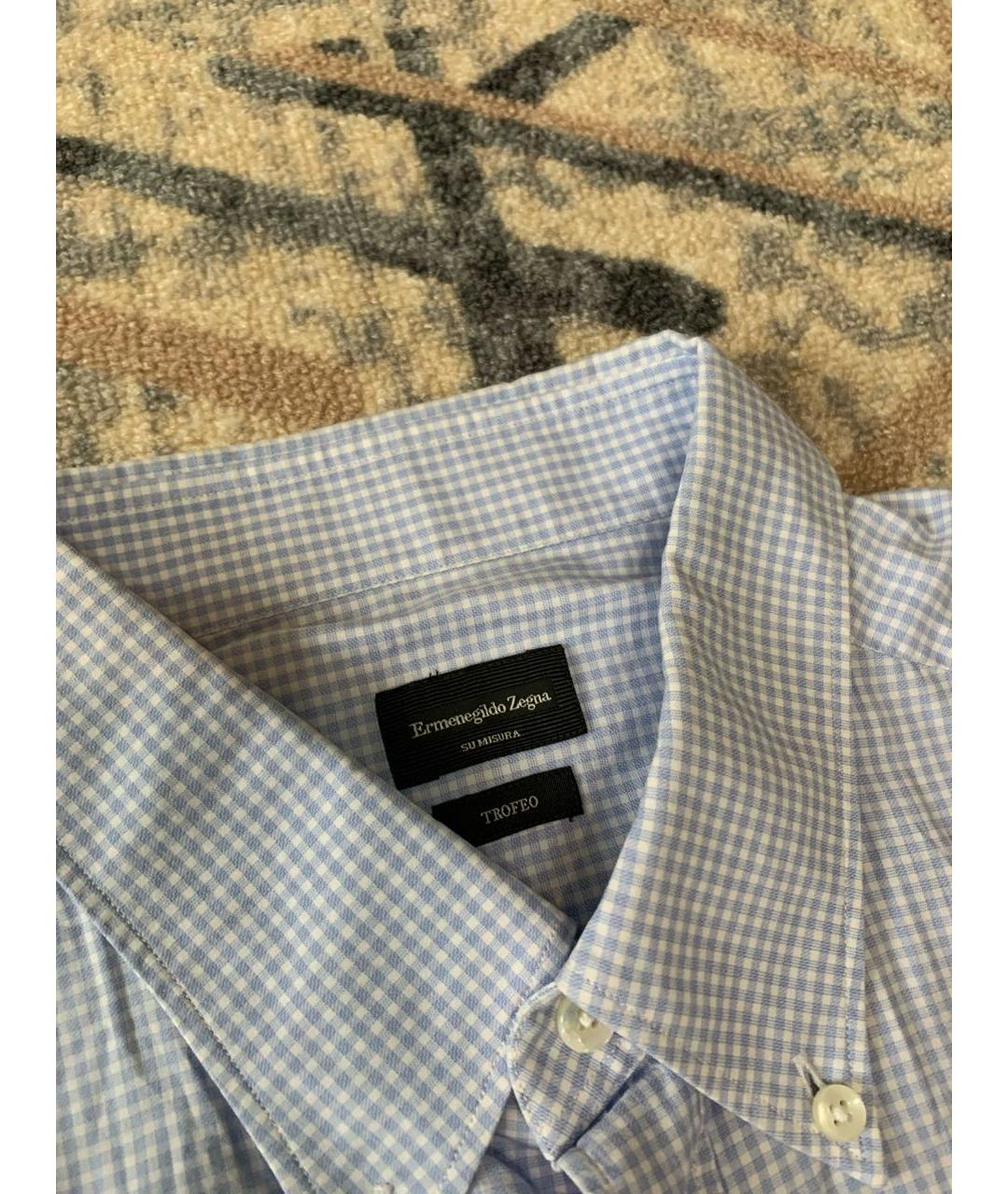 ERMENEGILDO ZEGNA XXX Голубая хлопковая классическая рубашка, фото 3