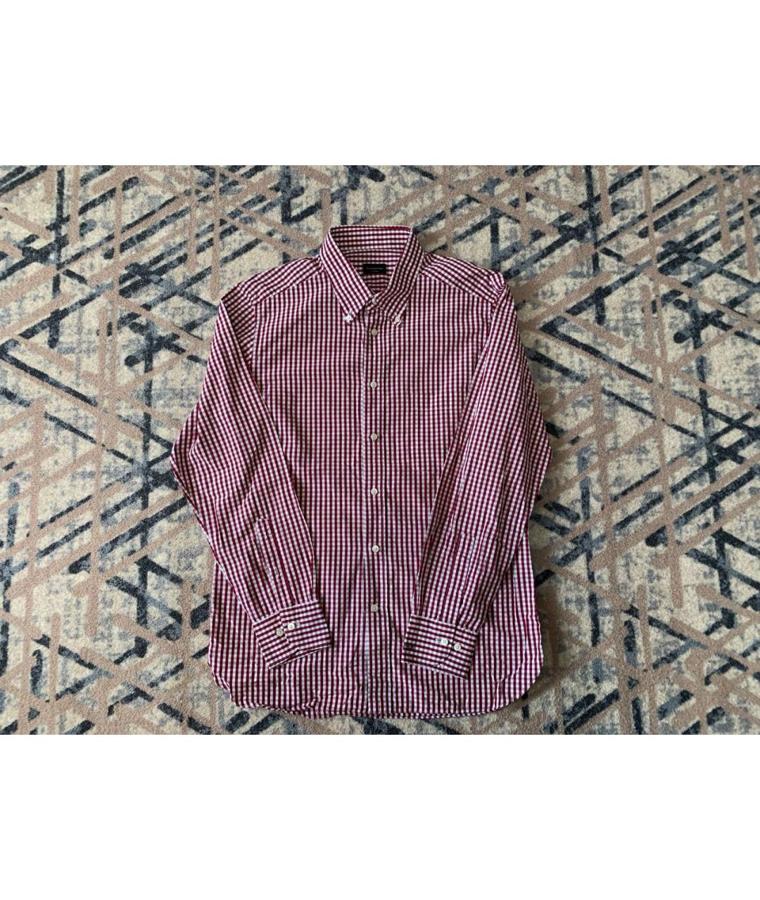 ERMENEGILDO ZEGNA XXX Бордовая хлопковая классическая рубашка, фото 5