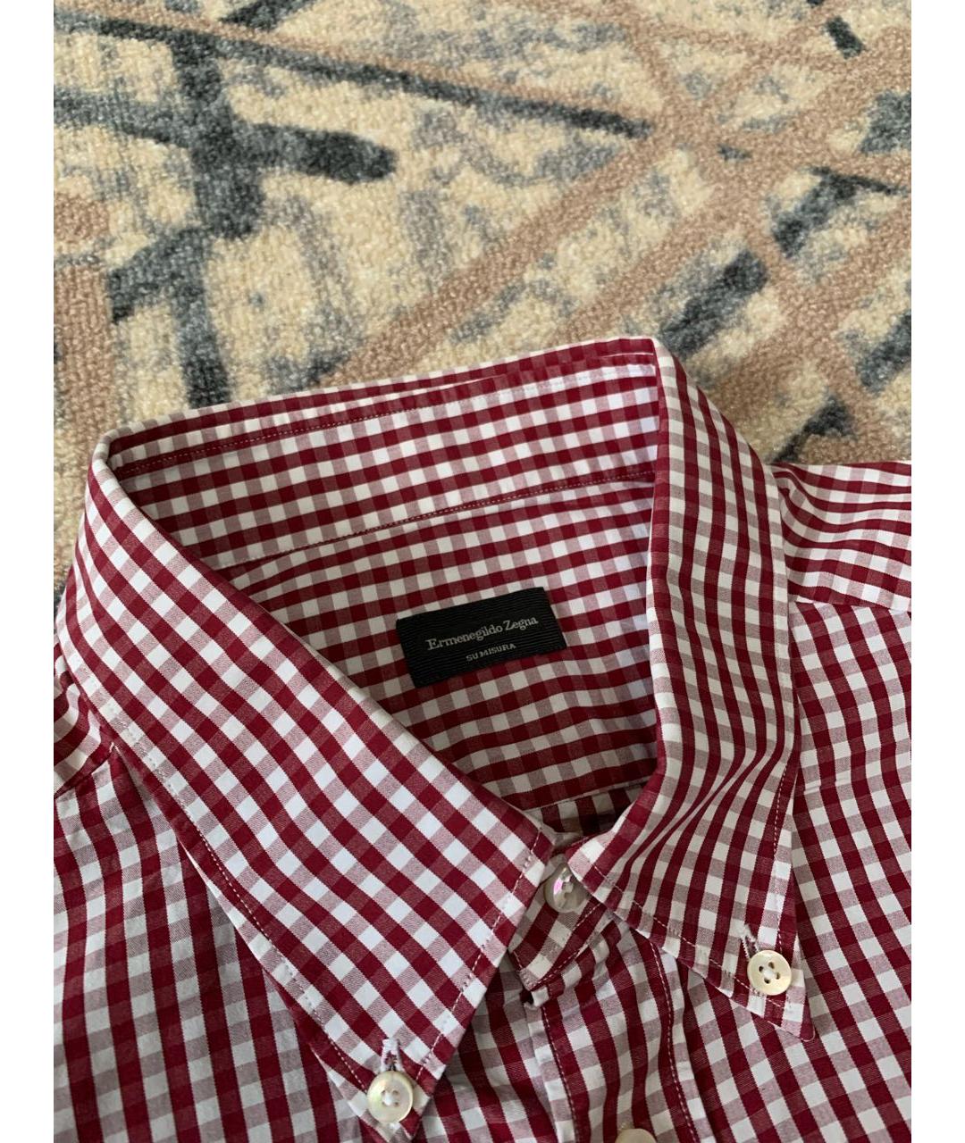 ERMENEGILDO ZEGNA XXX Бордовая хлопковая классическая рубашка, фото 3