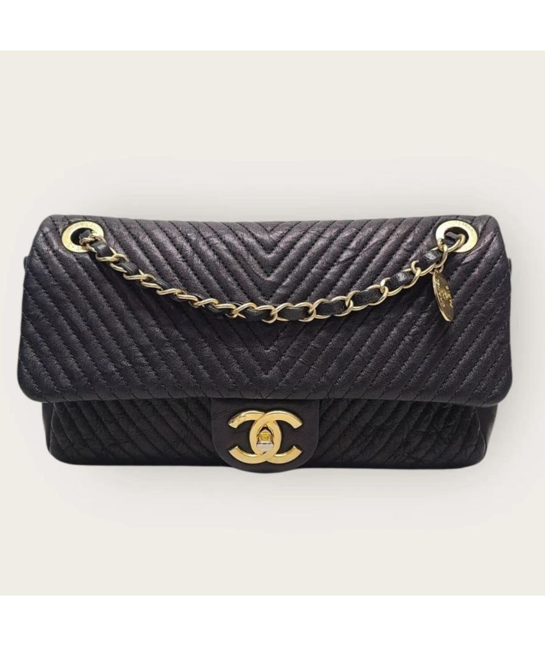 CHANEL Черная кожаная сумка через плечо, фото 3