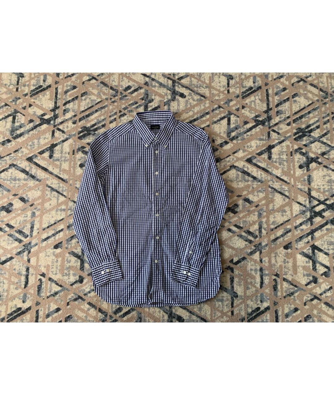ERMENEGILDO ZEGNA XXX Темно-синяя хлопковая классическая рубашка, фото 5