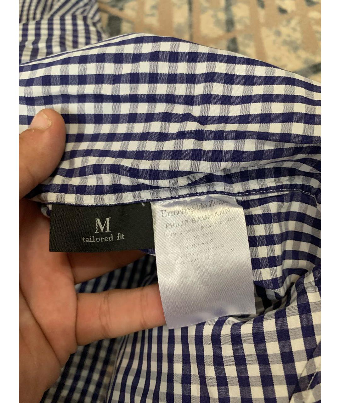 ERMENEGILDO ZEGNA XXX Темно-синяя хлопковая классическая рубашка, фото 4