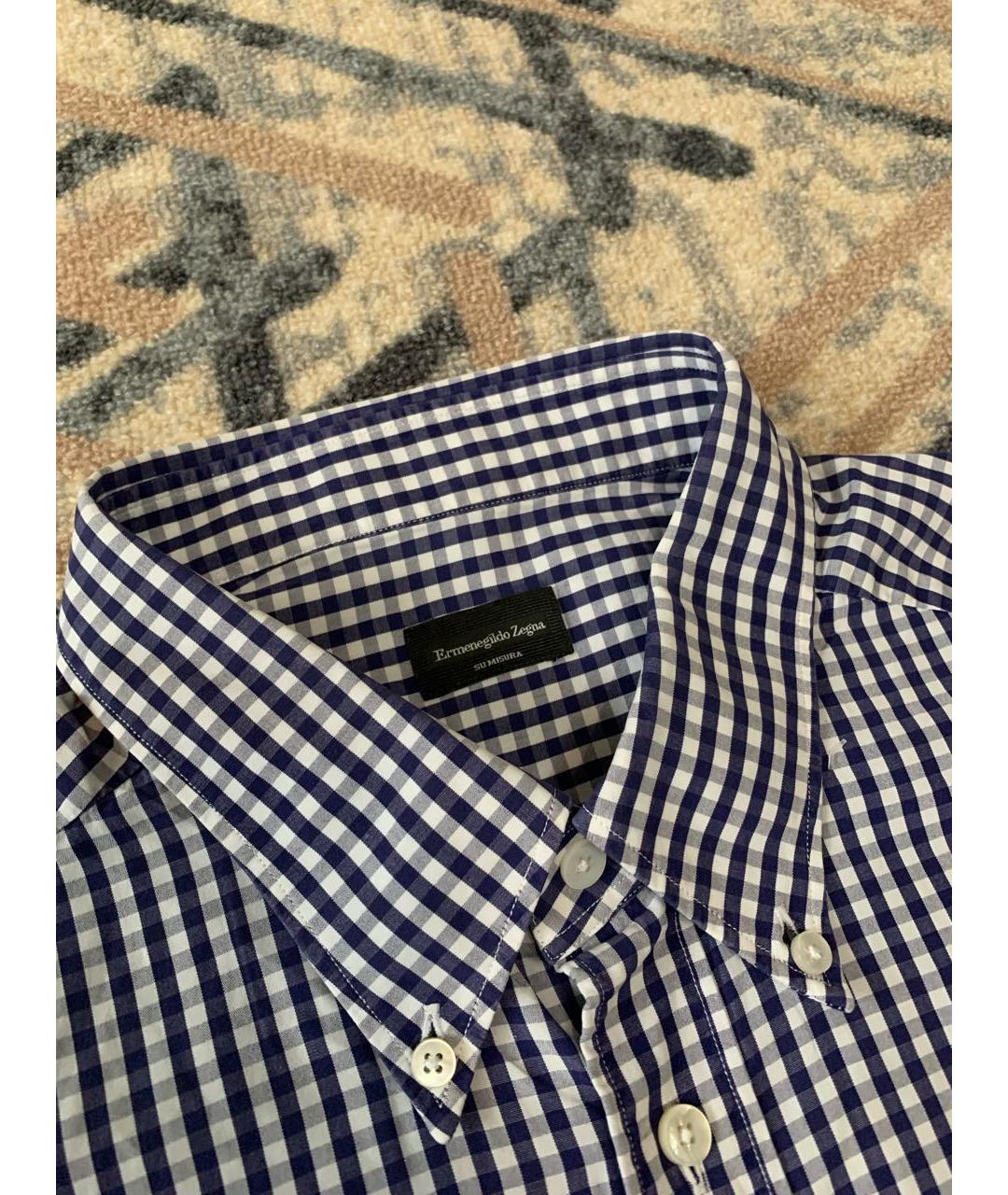 ERMENEGILDO ZEGNA XXX Темно-синяя хлопковая классическая рубашка, фото 3