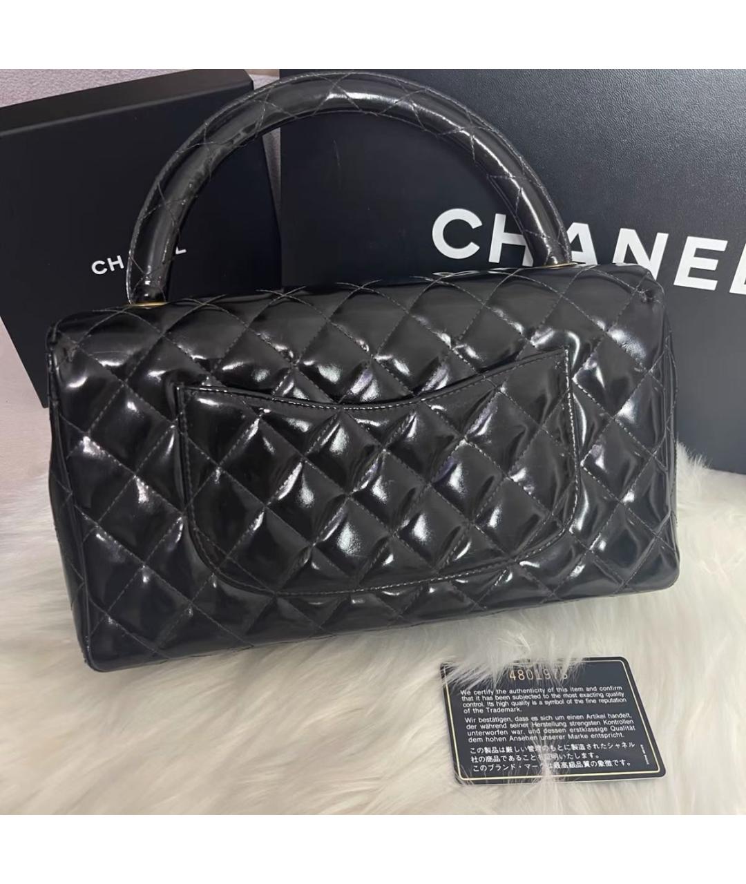 CHANEL Черная кожаная сумка с короткими ручками, фото 5