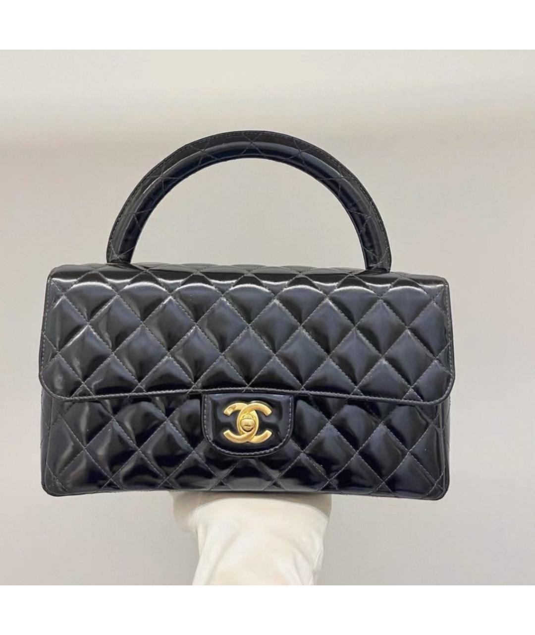 CHANEL Черная кожаная сумка с короткими ручками, фото 2