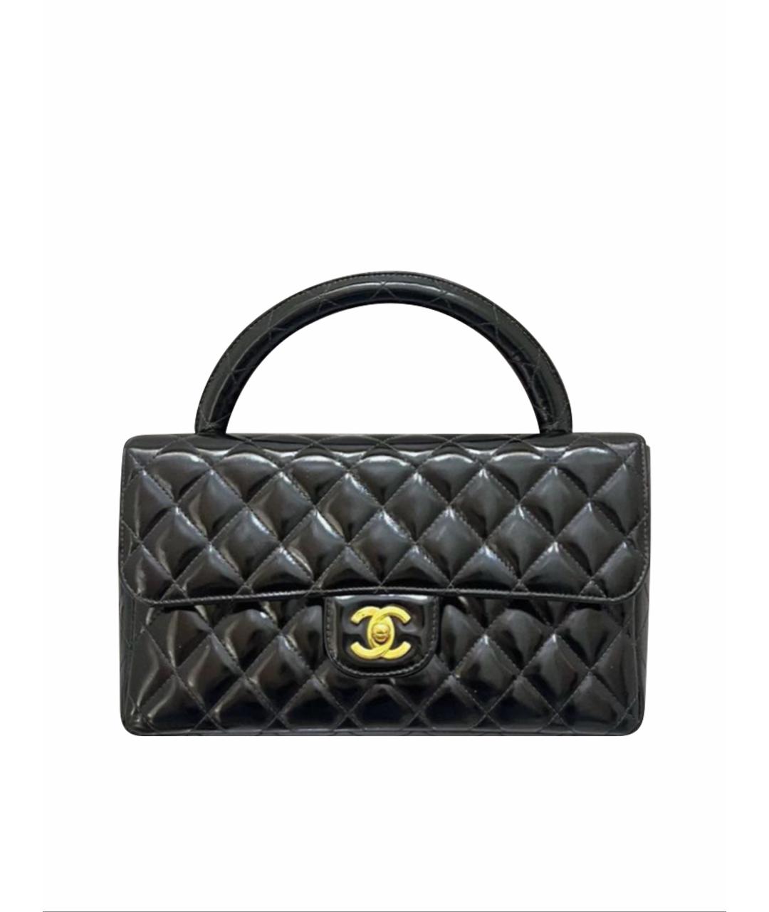 CHANEL Черная кожаная сумка с короткими ручками, фото 1