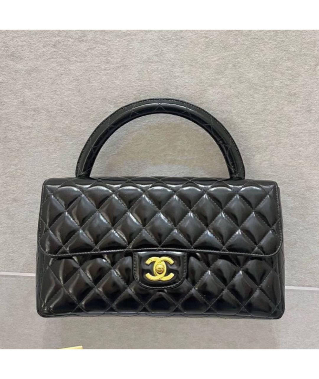 CHANEL Черная кожаная сумка с короткими ручками, фото 9