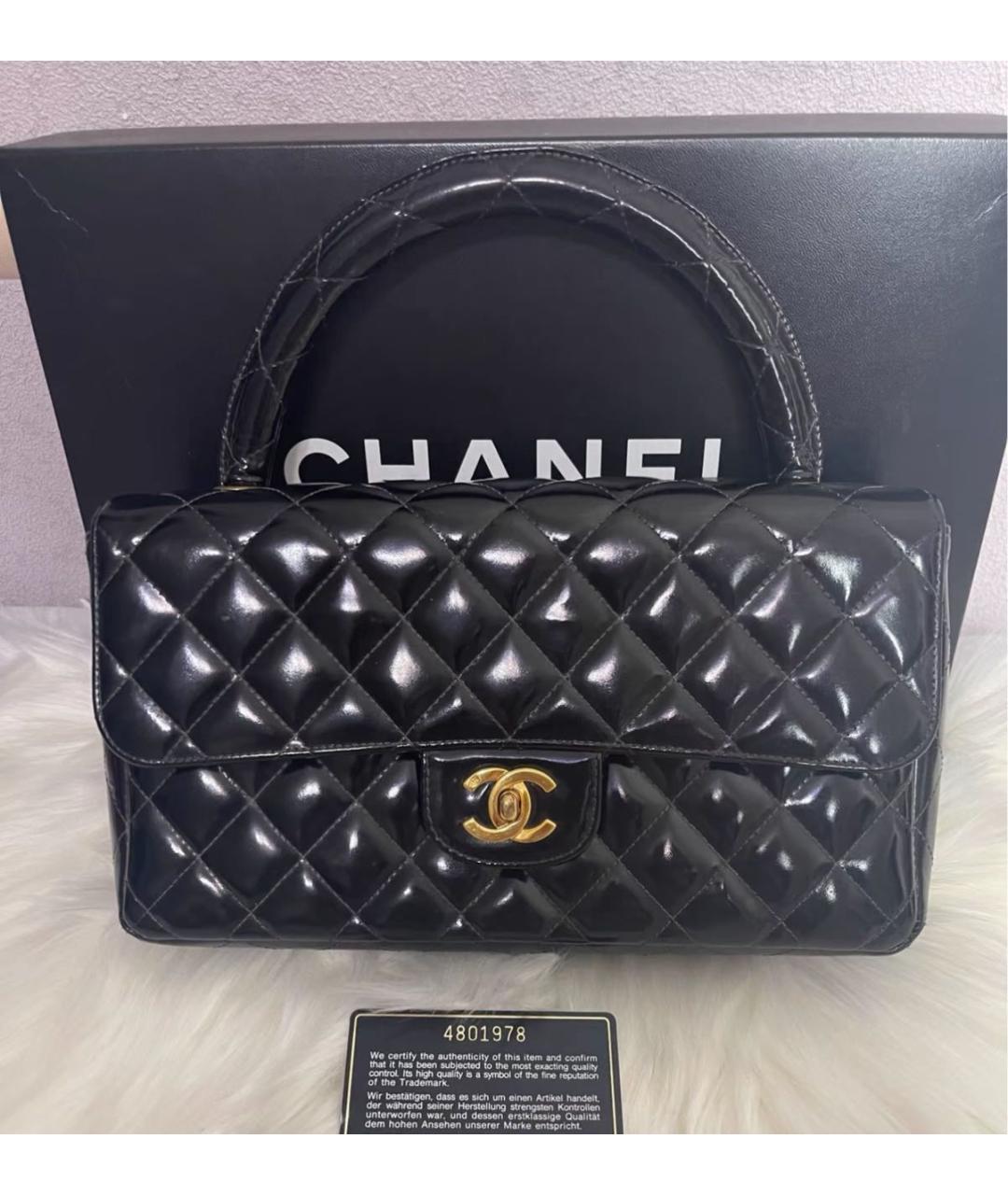 CHANEL Черная кожаная сумка с короткими ручками, фото 4