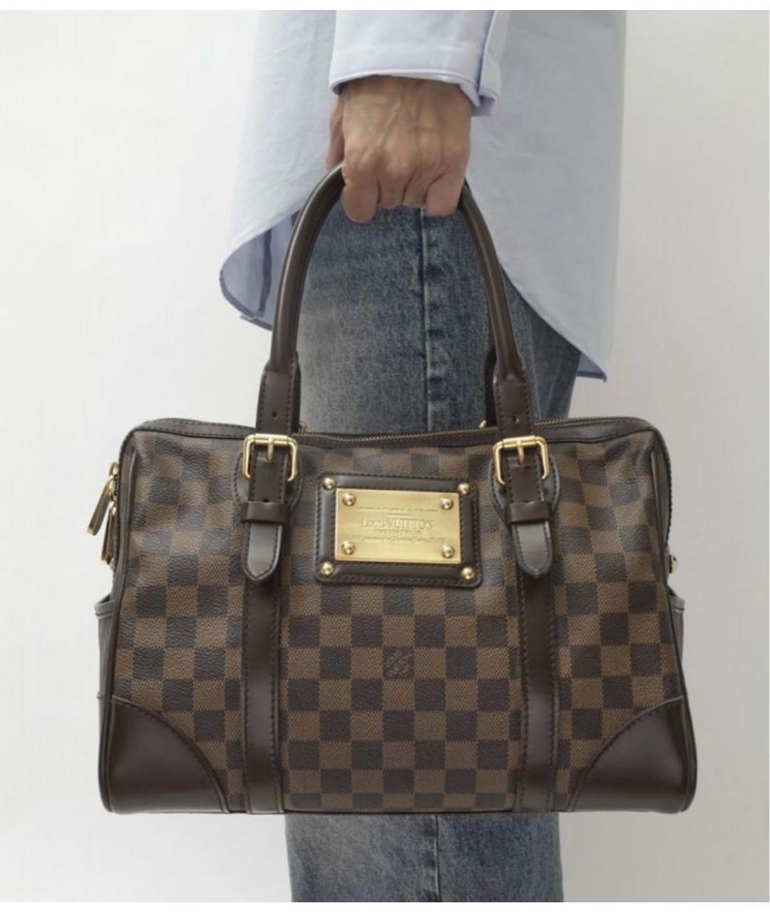 LOUIS VUITTON Коричневая кожаная сумка с короткими ручками, фото 5