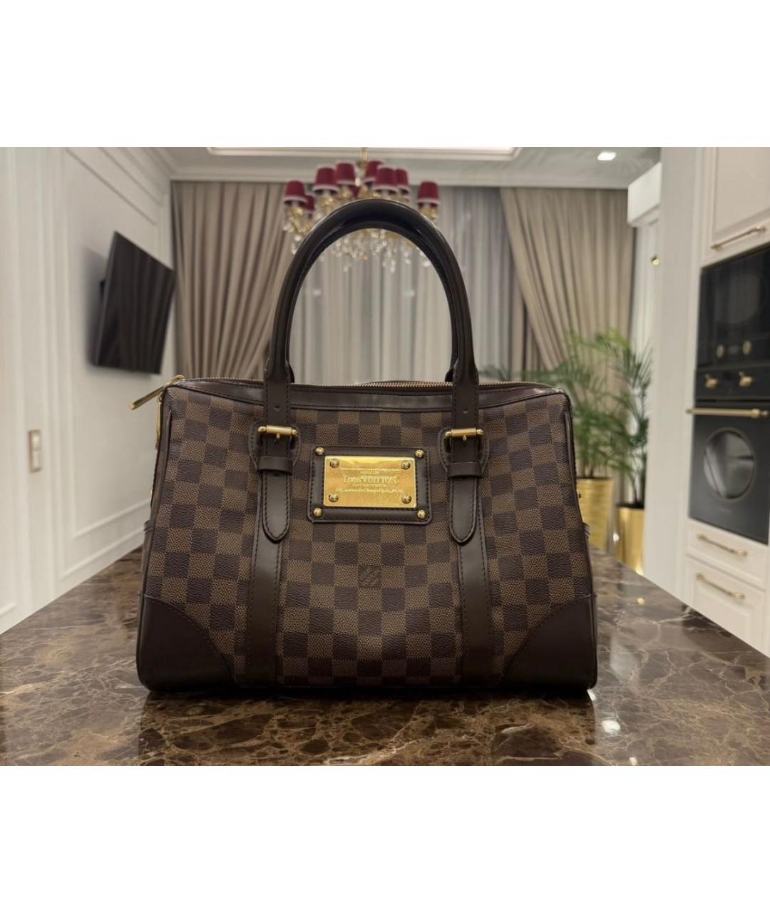 LOUIS VUITTON Коричневая кожаная сумка с короткими ручками, фото 9