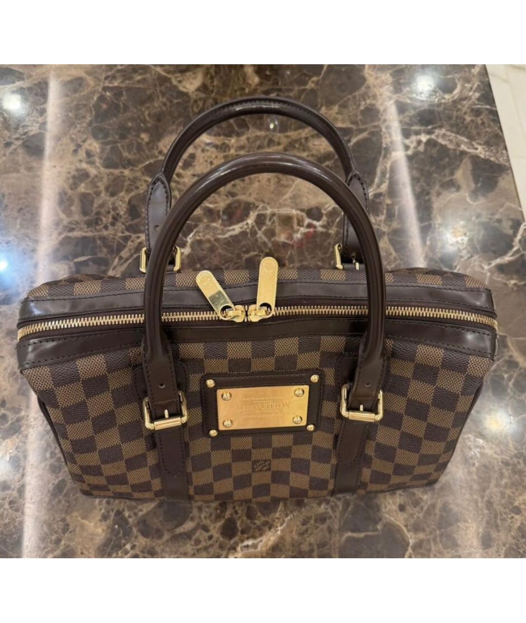 LOUIS VUITTON Коричневая кожаная сумка с короткими ручками, фото 6