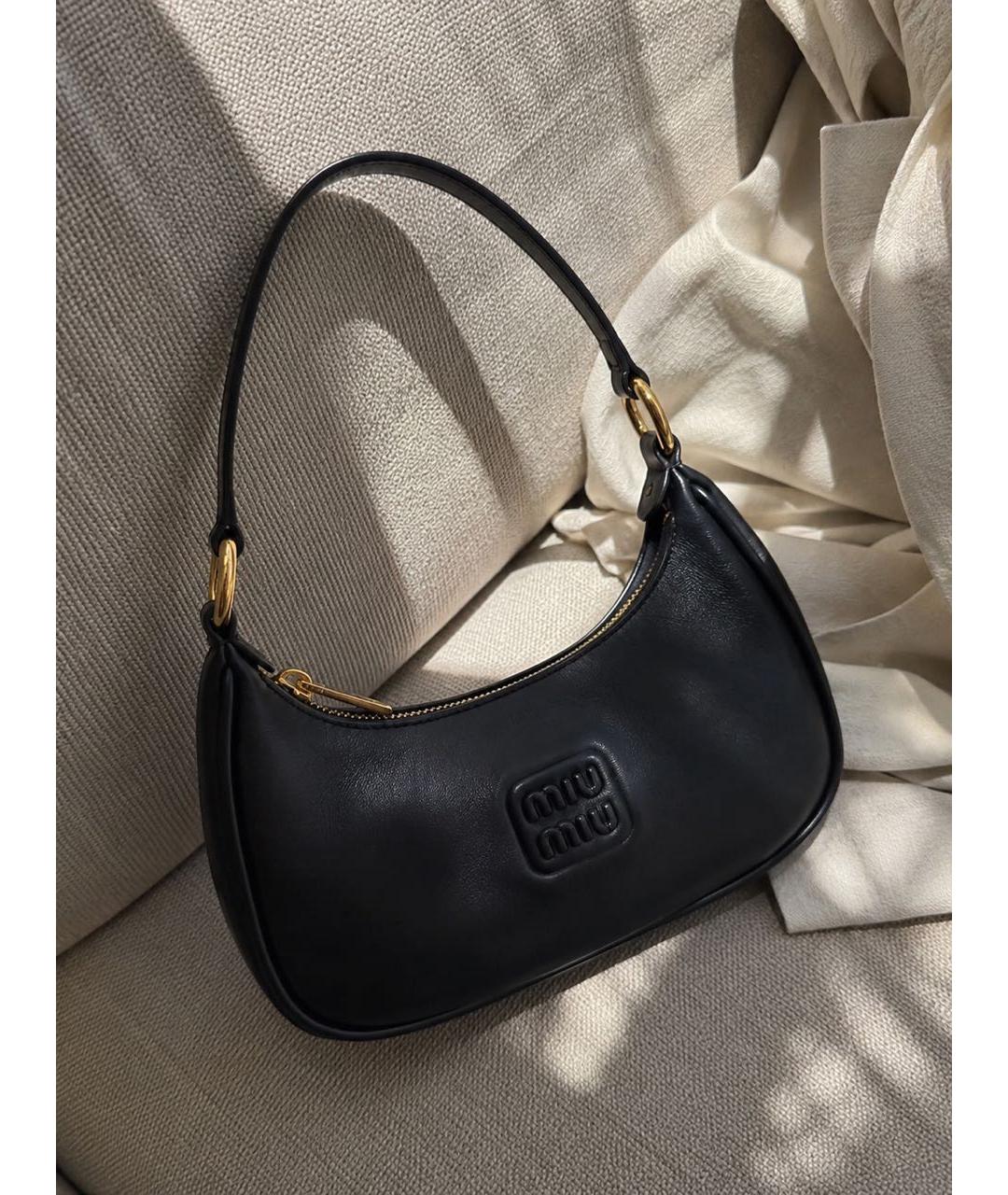 MIU MIU Черная кожаная сумка с короткими ручками, фото 5