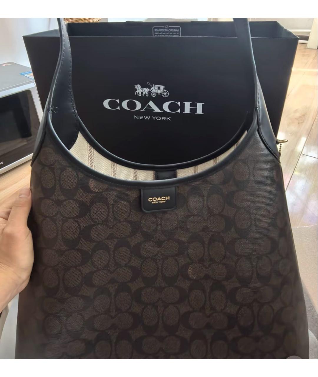 COACH Коричневая кожаная сумка тоут, фото 6