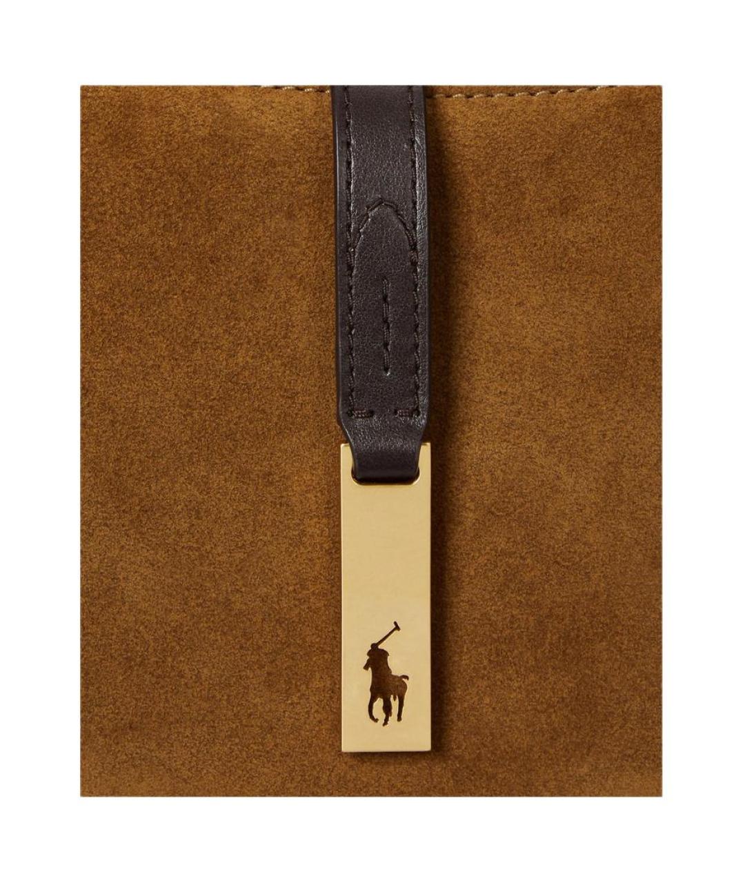 POLO RALPH LAUREN Коричневая замшевая сумка через плечо, фото 5