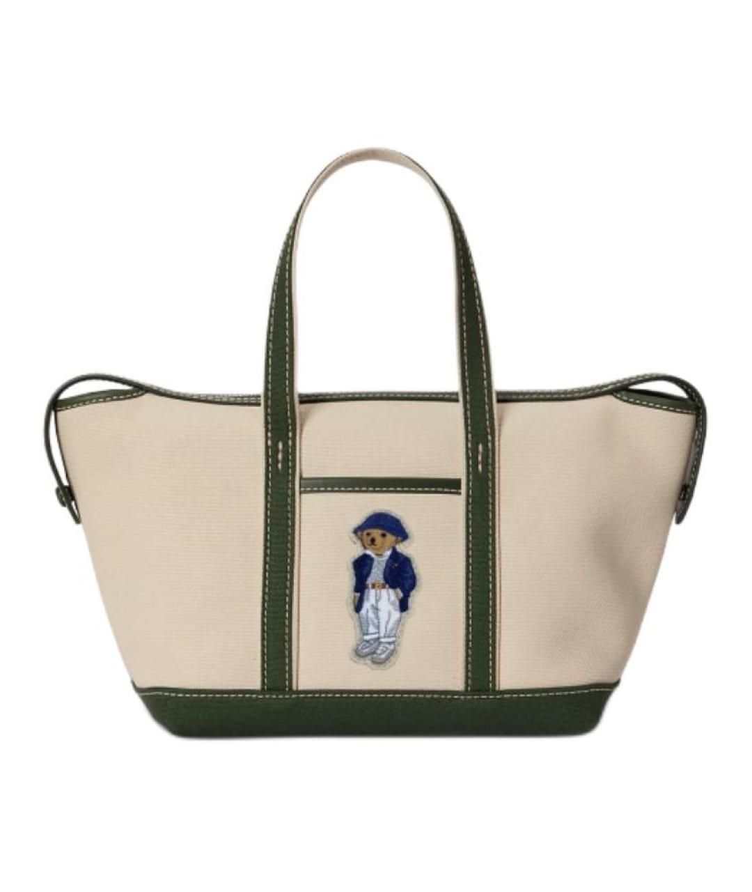POLO RALPH LAUREN Бежевая сумка через плечо из канвы, фото 1