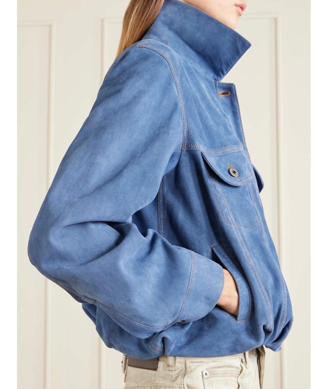 LOEWE Синяя замшевая куртка, фото 6