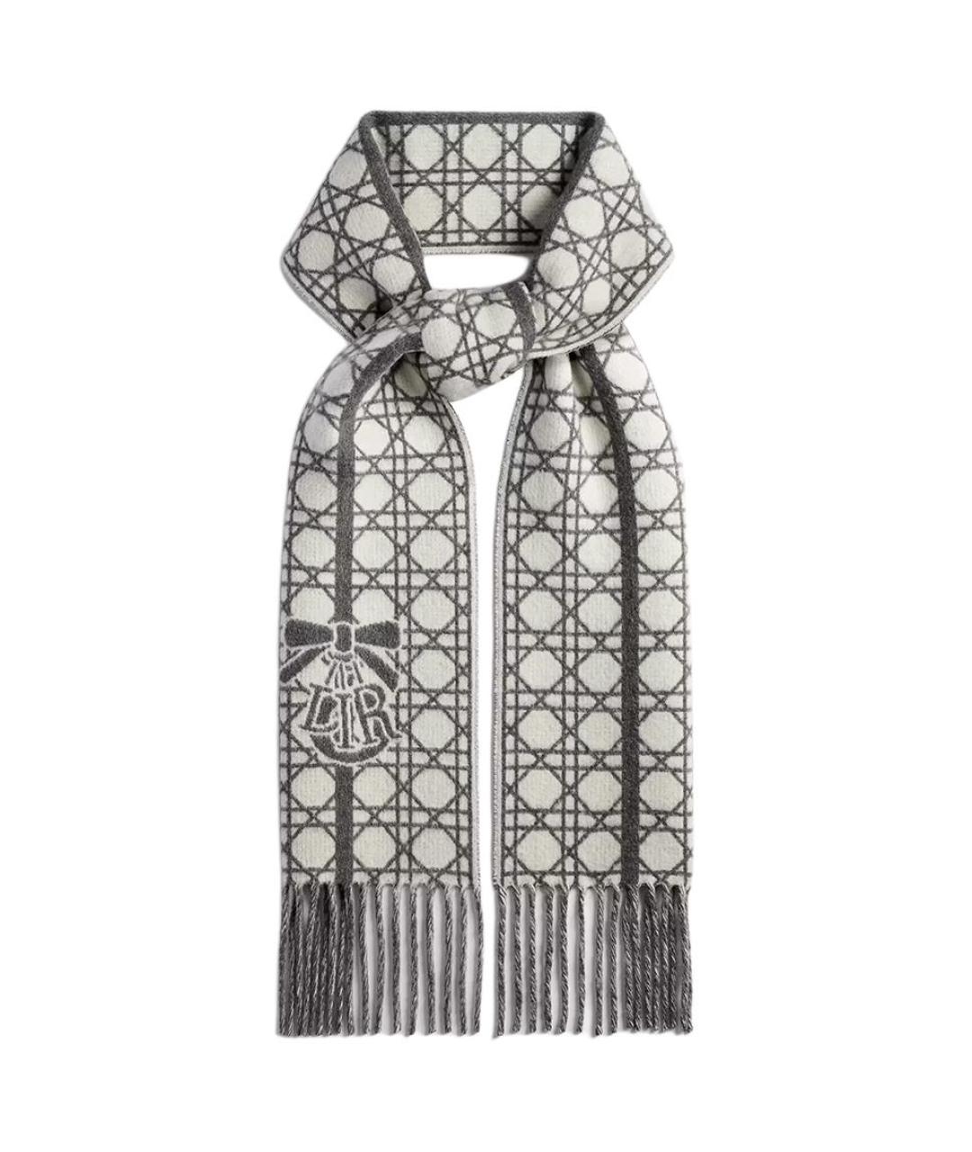 CHRISTIAN DIOR Серый шарф, фото 2