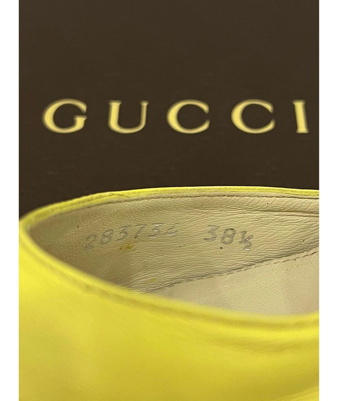 GUCCI Желтые кожаные мюли, фото 4