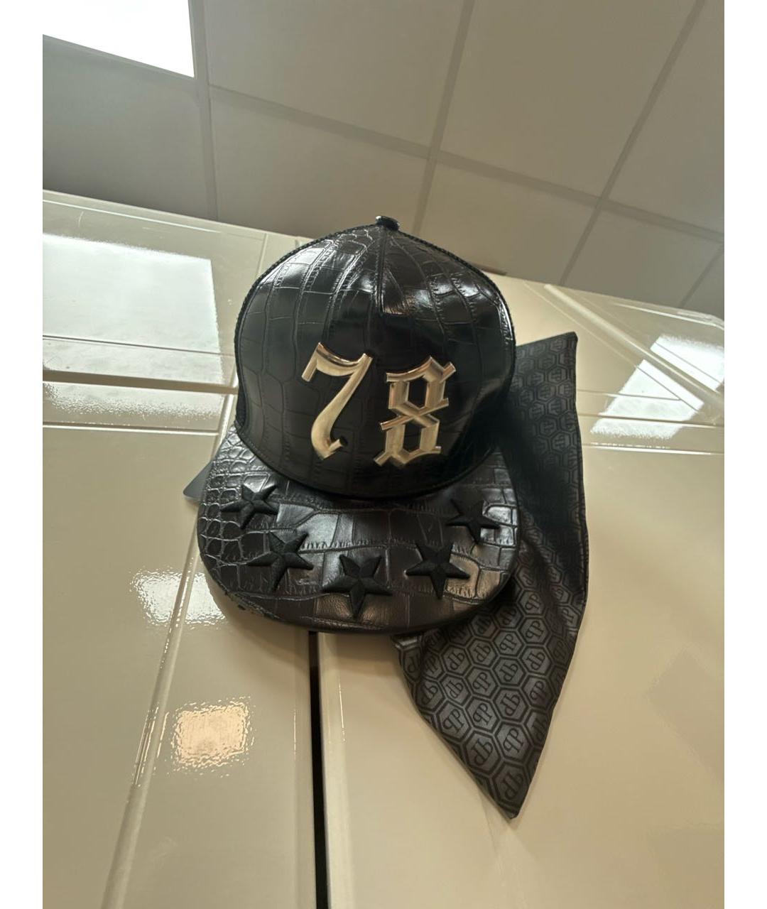 PHILIPP PLEIN Черная кожаная кепка/бейсболка, фото 5