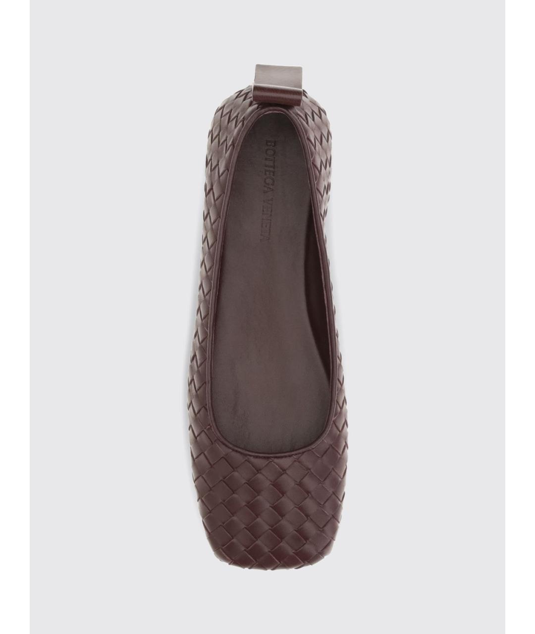 BOTTEGA VENETA Коричневые кожаные балетки, фото 4