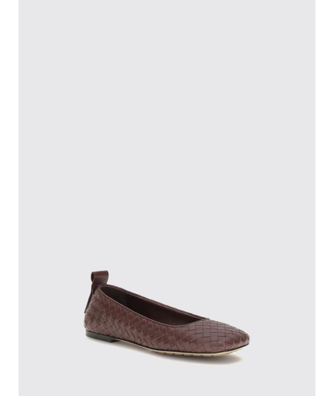 BOTTEGA VENETA Коричневые кожаные балетки, фото 2