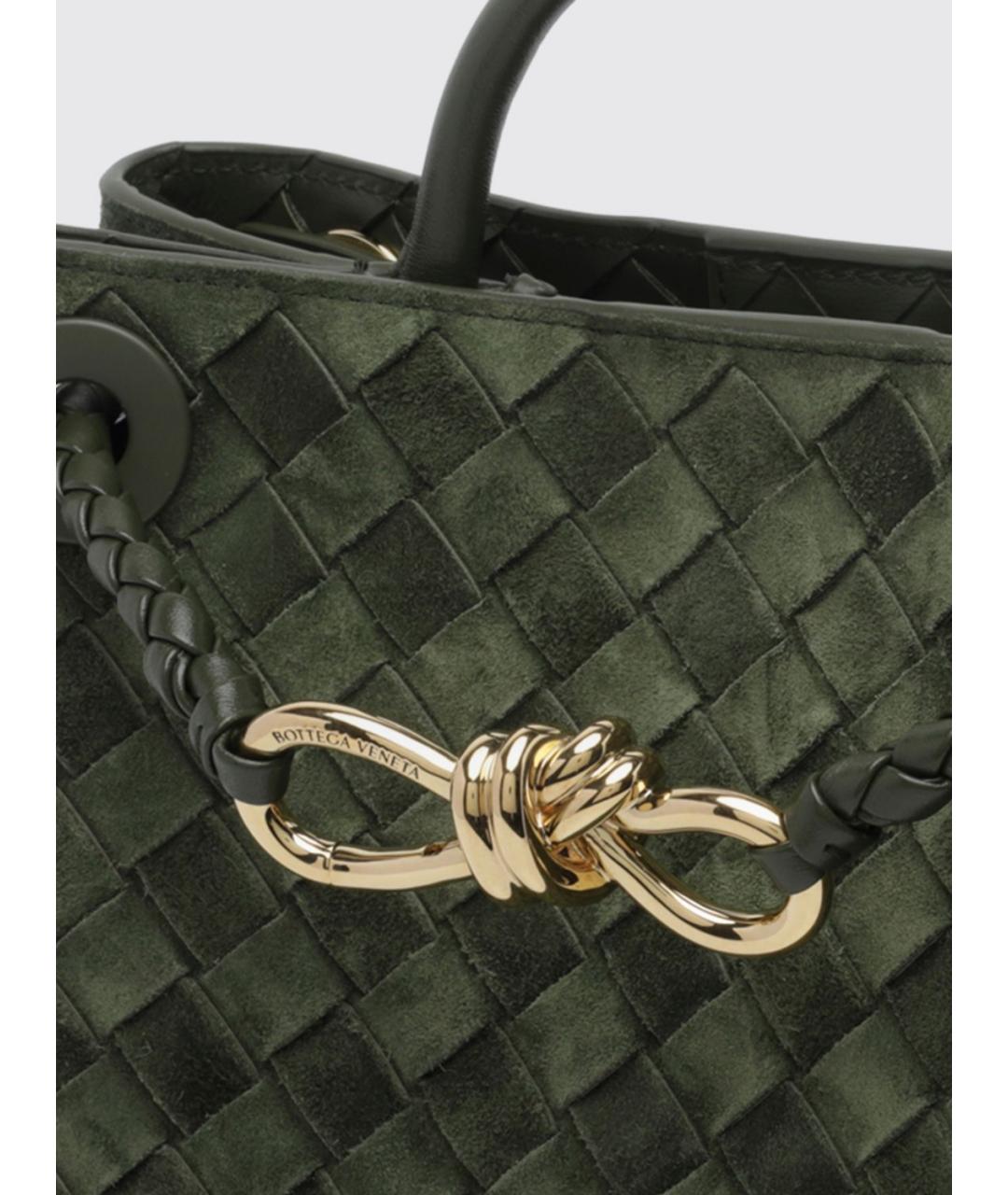 BOTTEGA VENETA Зеленая замшевая сумка тоут, фото 3