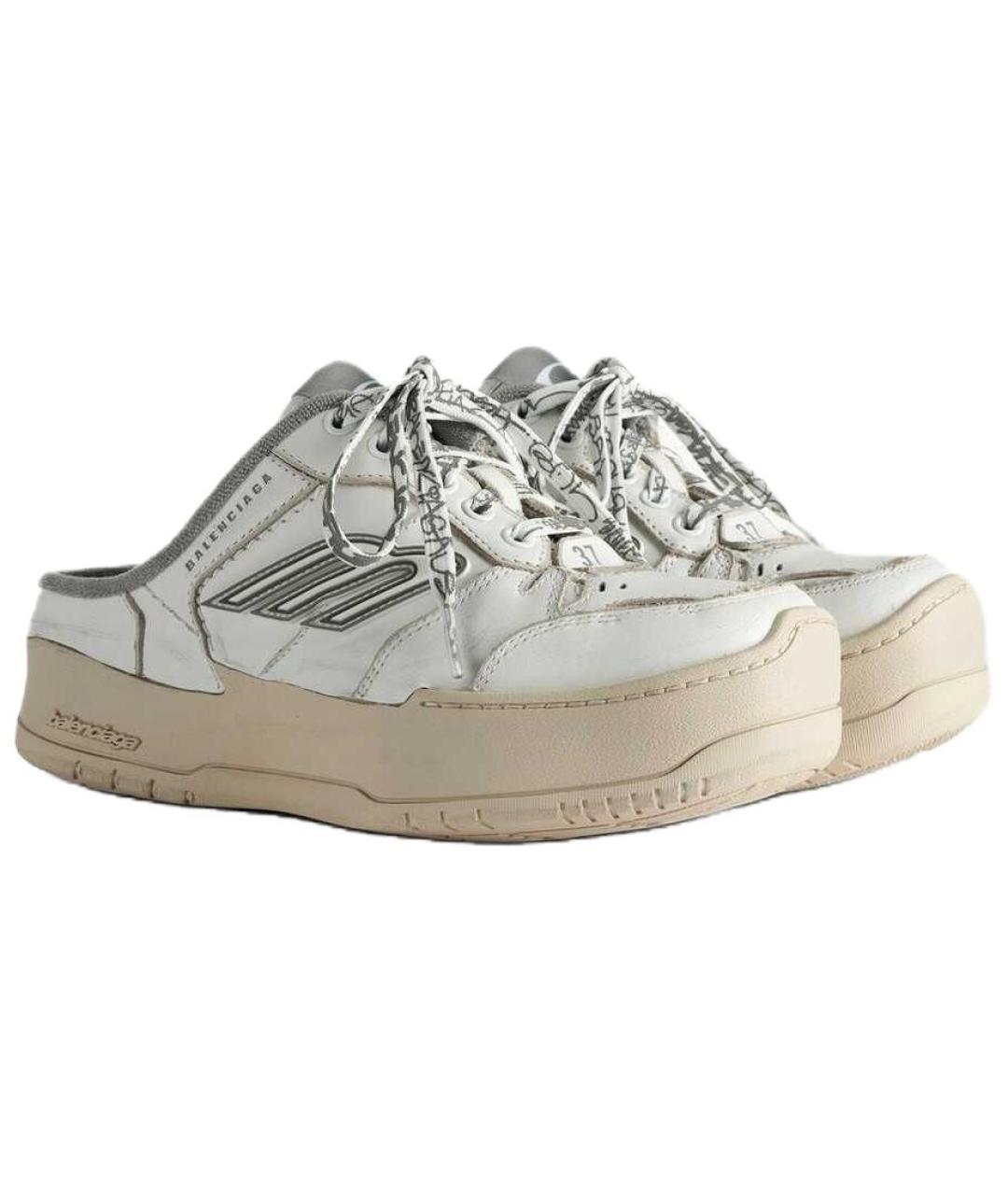 BALENCIAGA Белые кожаные сабо, фото 3
