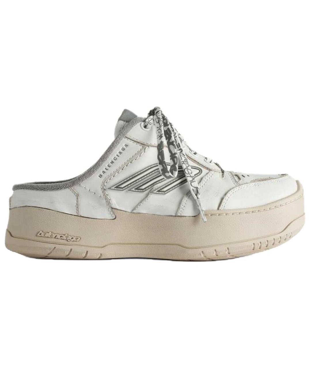 BALENCIAGA Белые кожаные сабо, фото 1