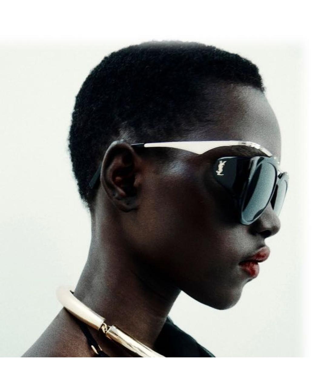 SAINT LAURENT Черные пластиковые солнцезащитные очки, фото 5