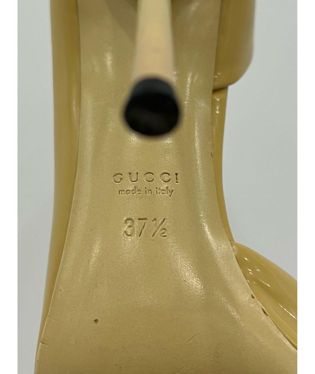 GUCCI Бежевые туфли из лакированной кожи, фото 7