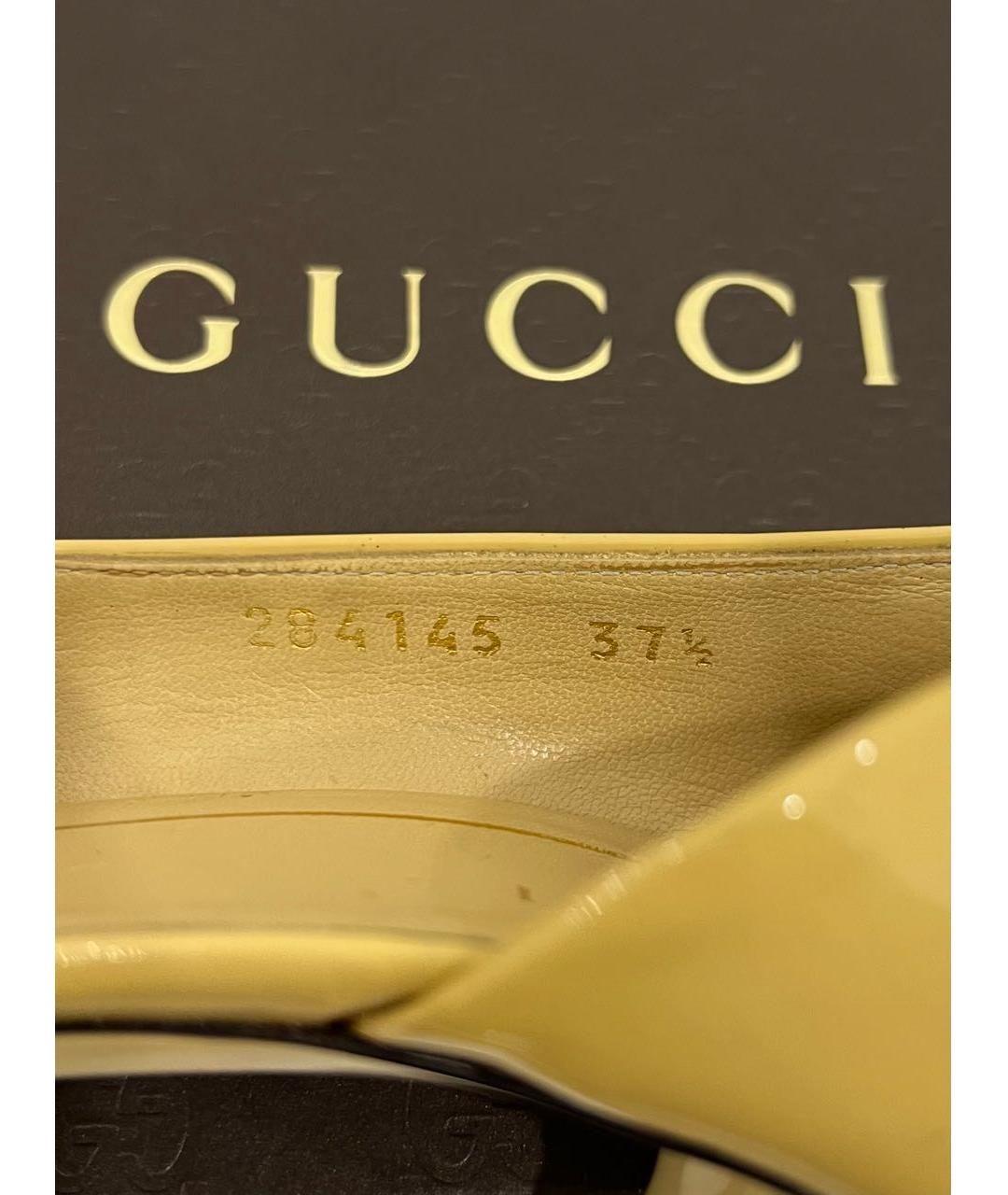 GUCCI Бежевые туфли из лакированной кожи, фото 6