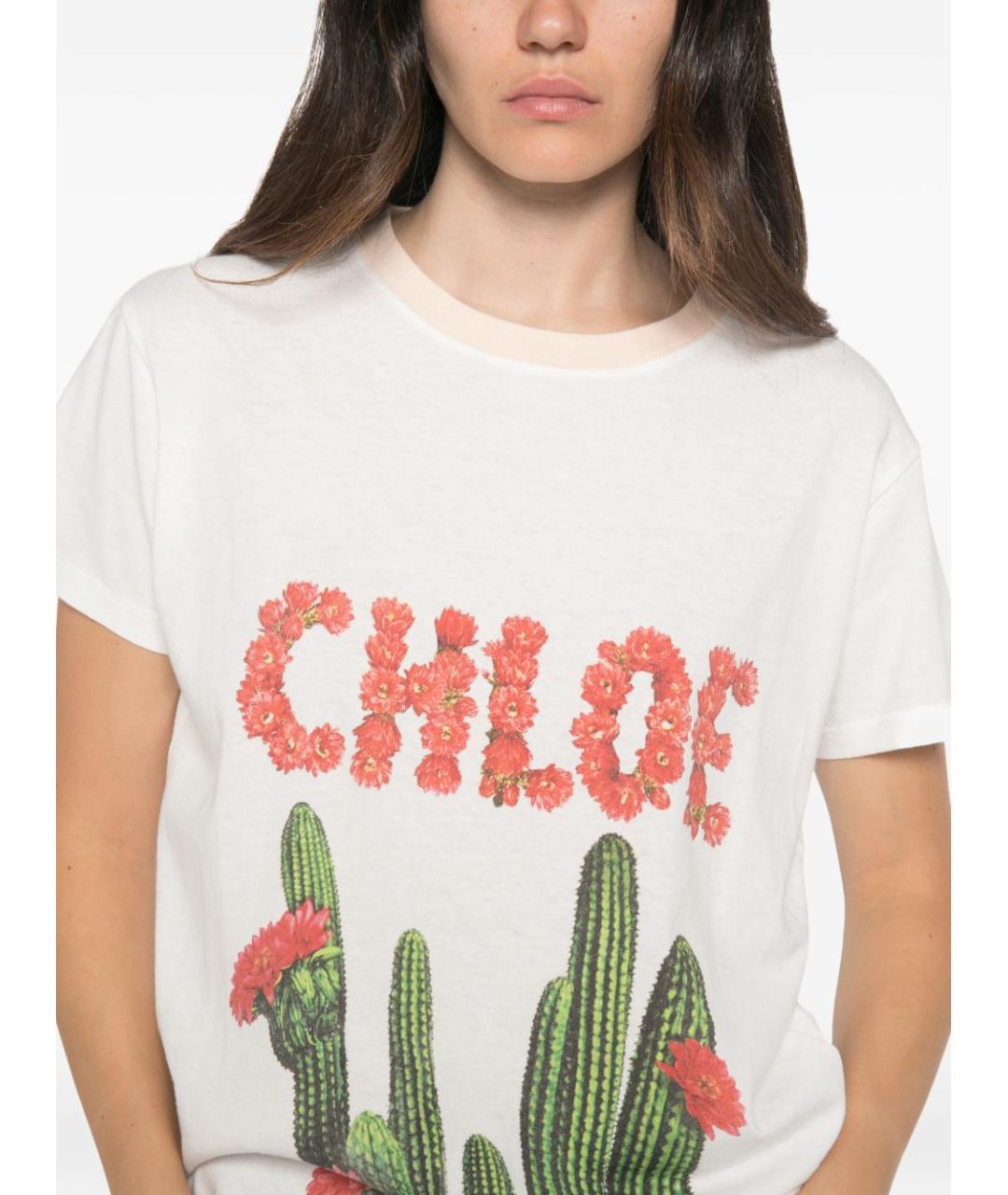 CHLOE Белая хлопковая футболка, фото 4
