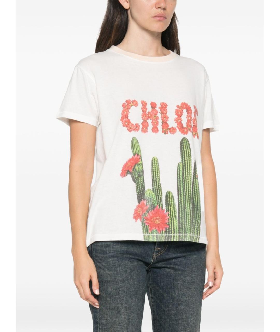 CHLOE Белая хлопковая футболка, фото 2