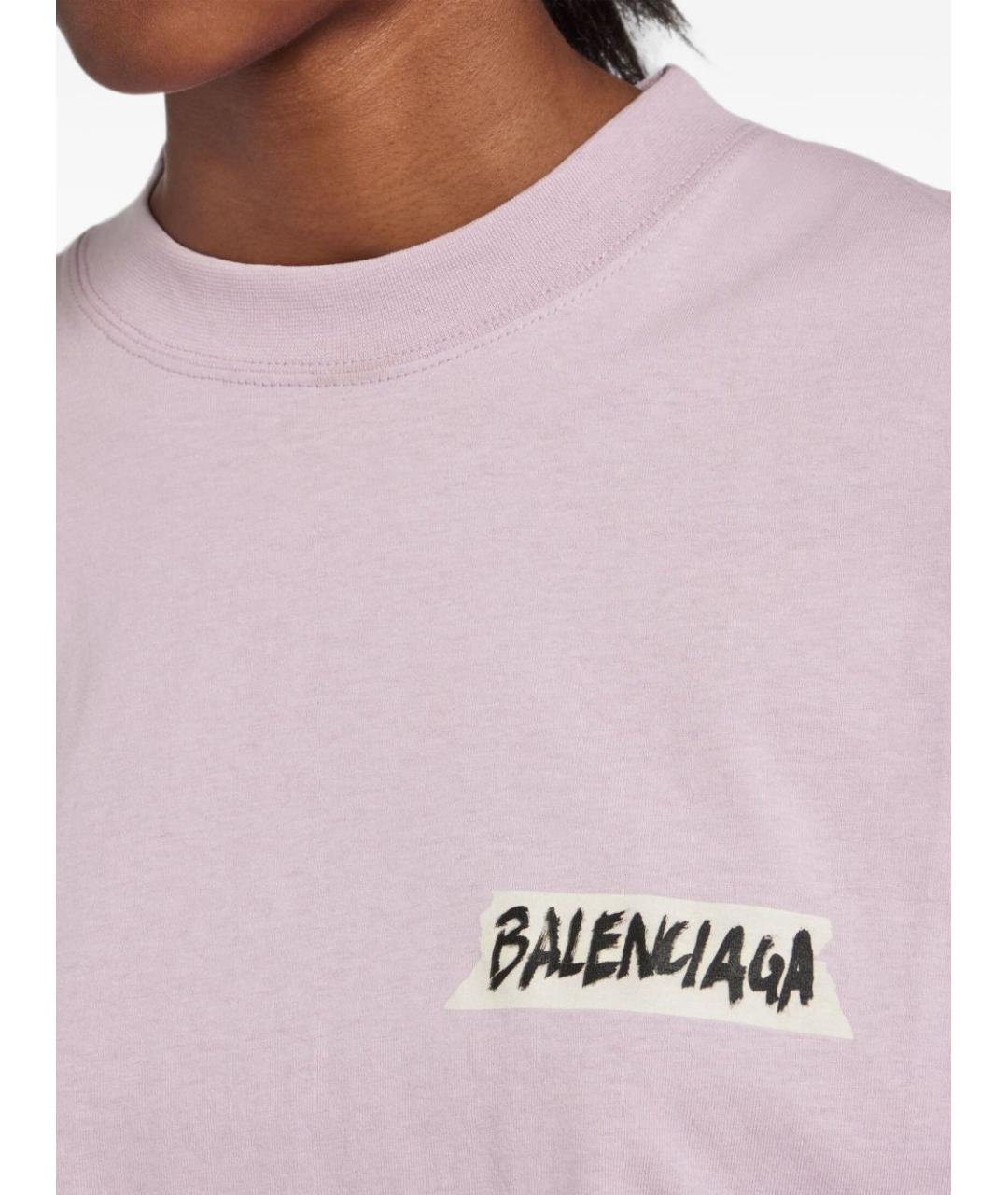 BALENCIAGA Розовая хлопковая футболка, фото 2