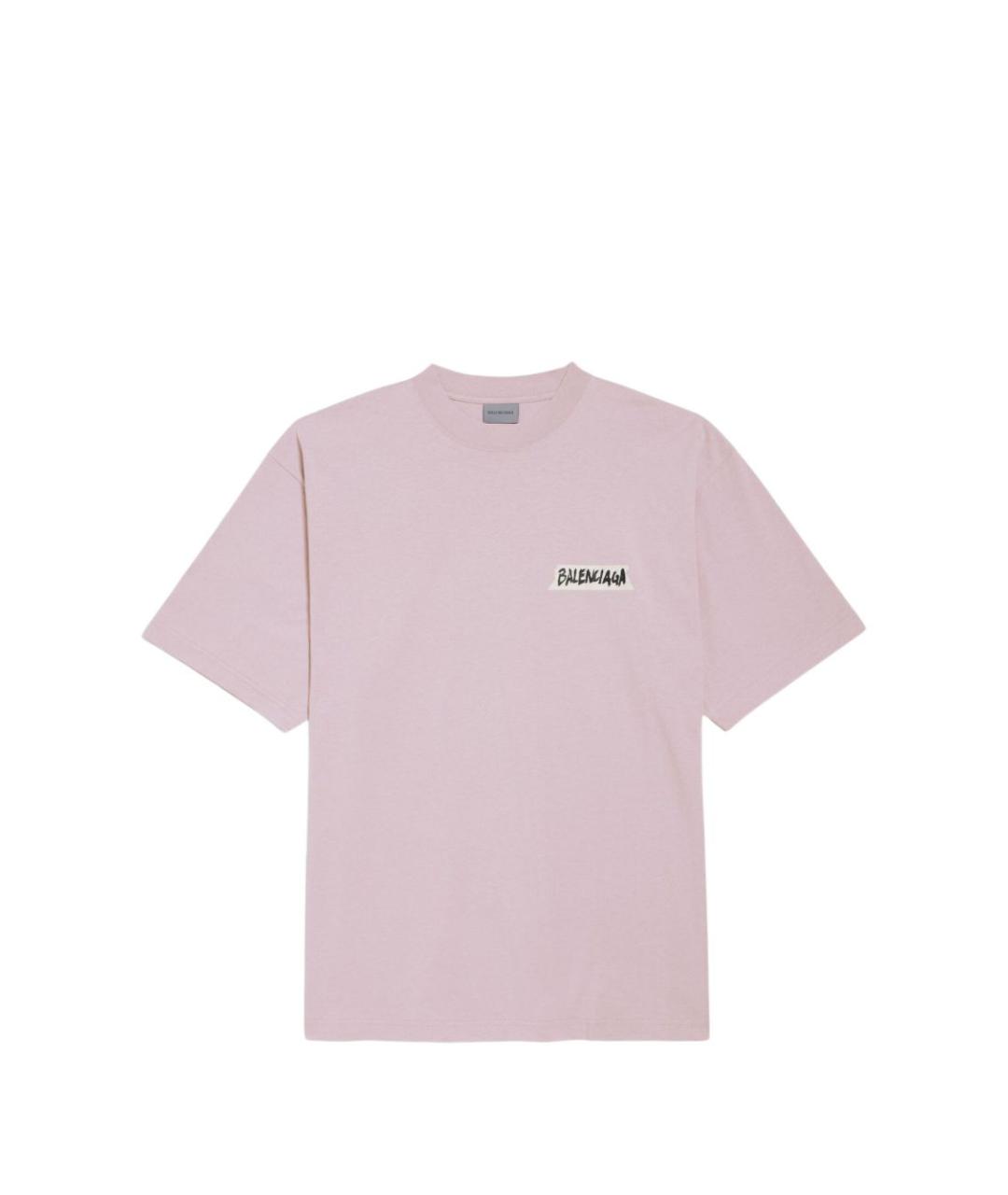 BALENCIAGA Розовая хлопковая футболка, фото 1