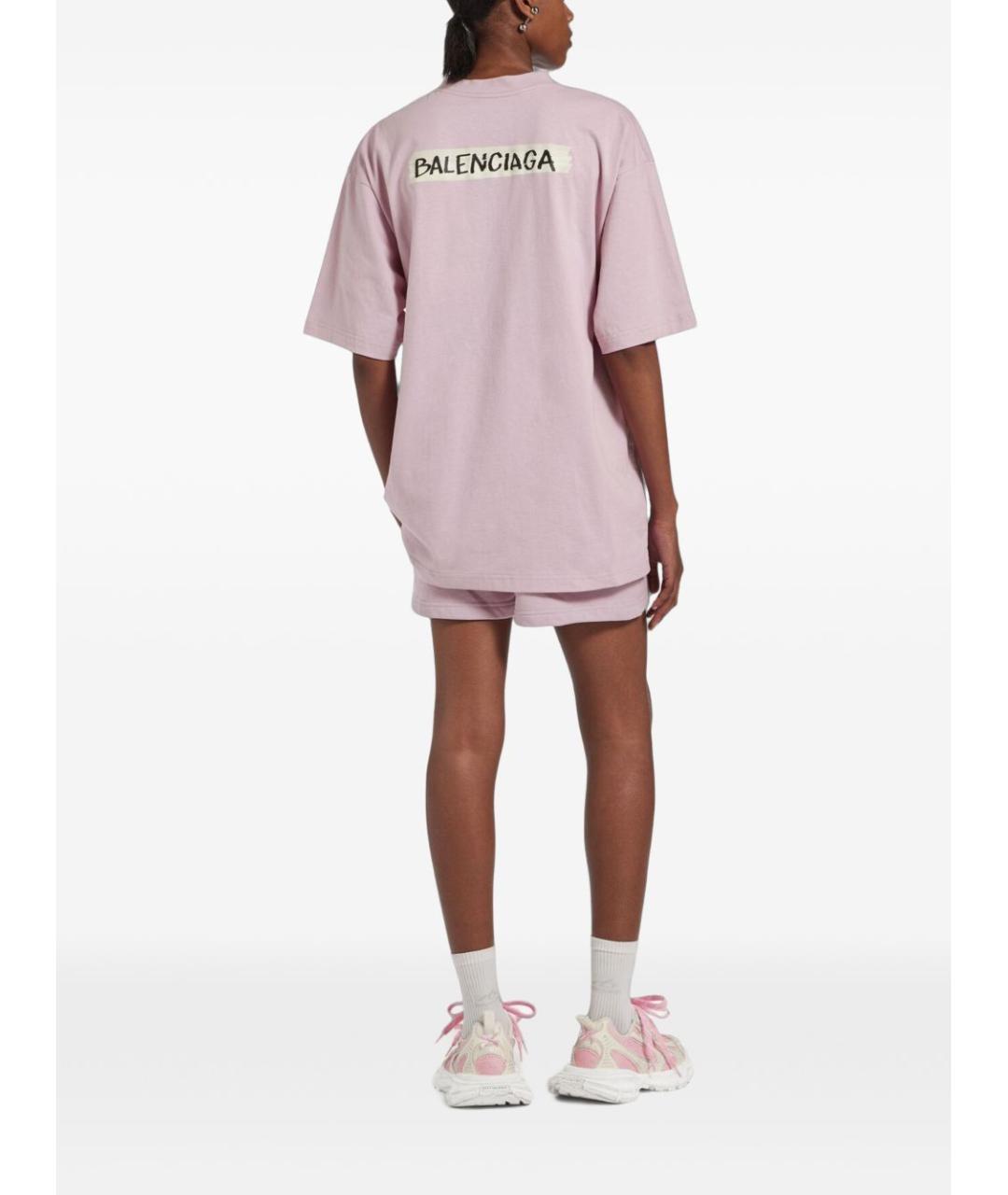 BALENCIAGA Розовая хлопковая футболка, фото 3