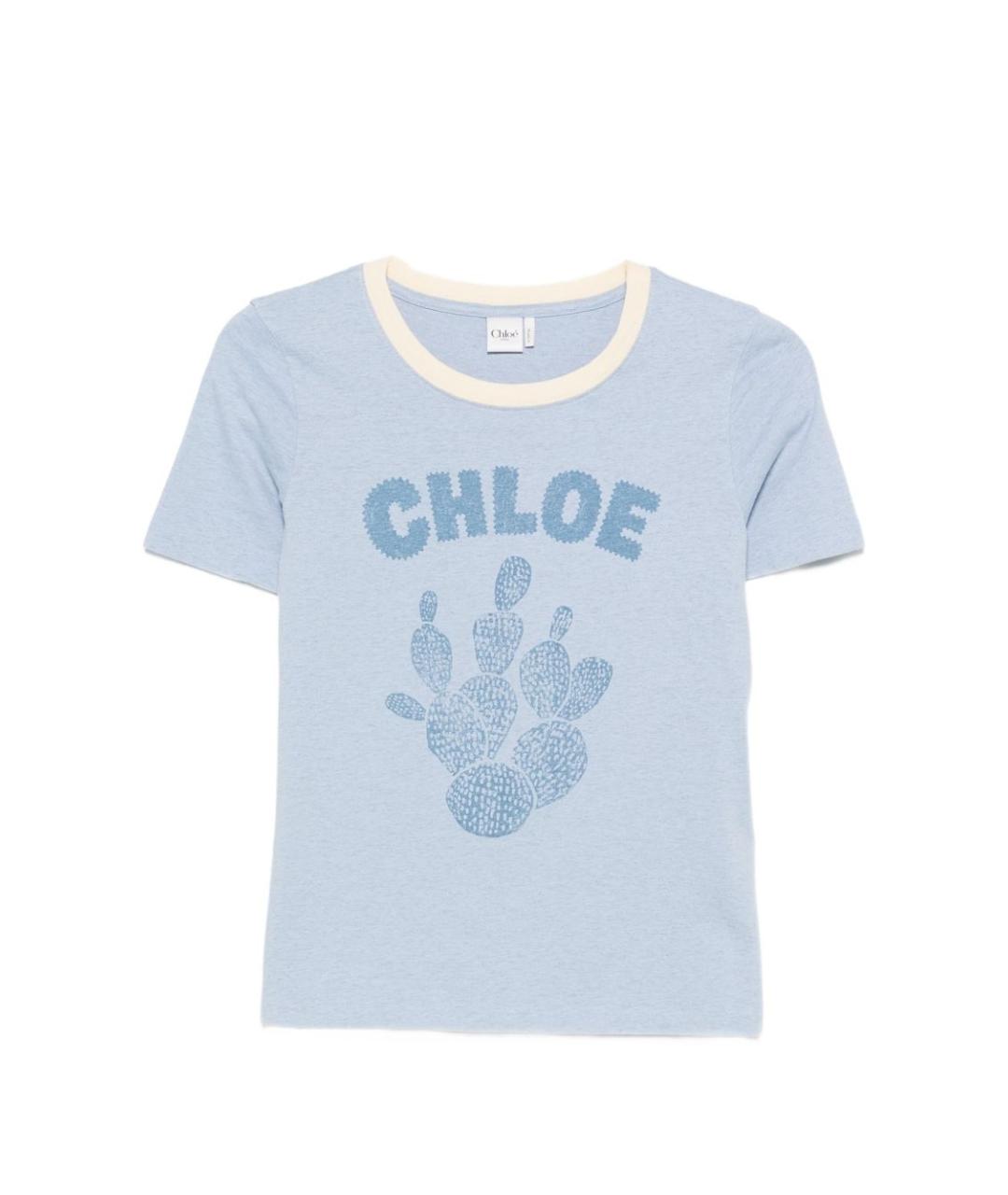 CHLOE Голубая хлопковая футболка, фото 1