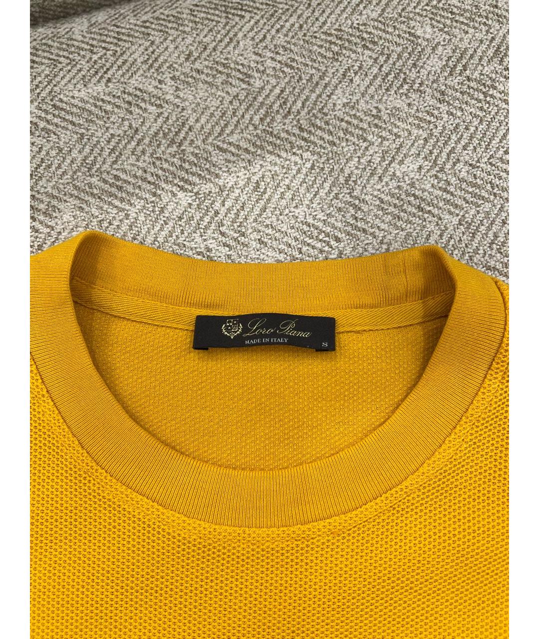 LORO PIANA Горчичная хлопковая футболка, фото 7