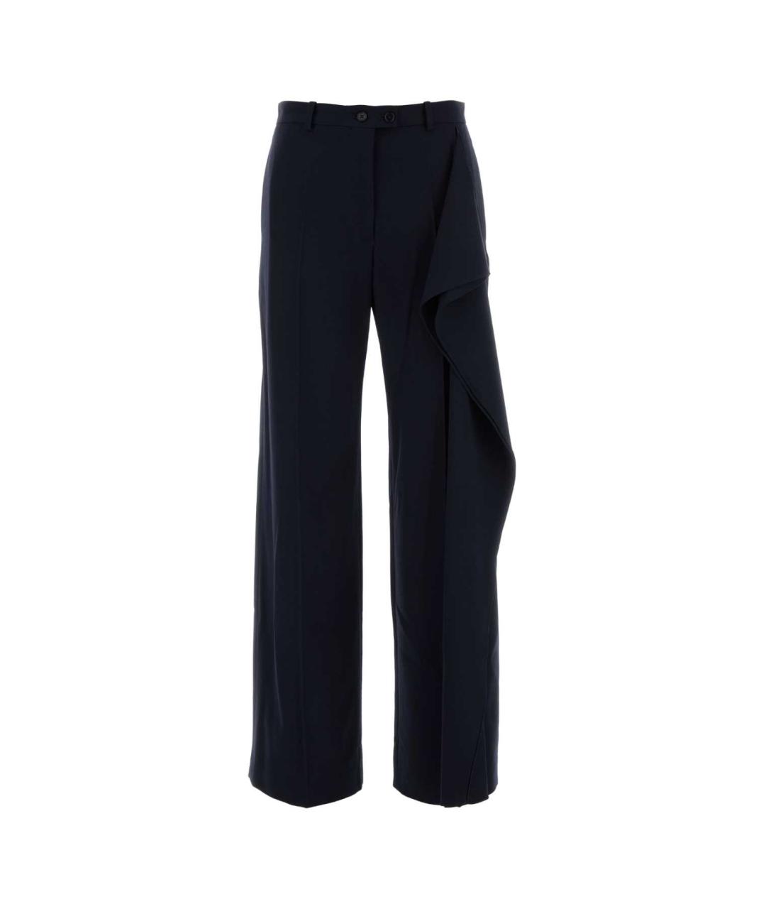 JIL SANDER Синие шерстяные прямые брюки, фото 1