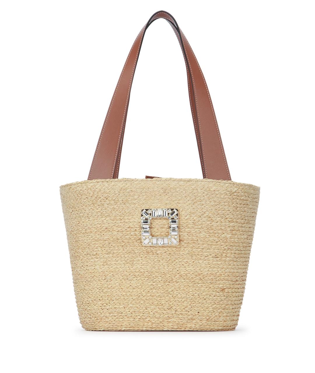 ROGER VIVIER Бежевая плетеная сумка тоут, фото 3