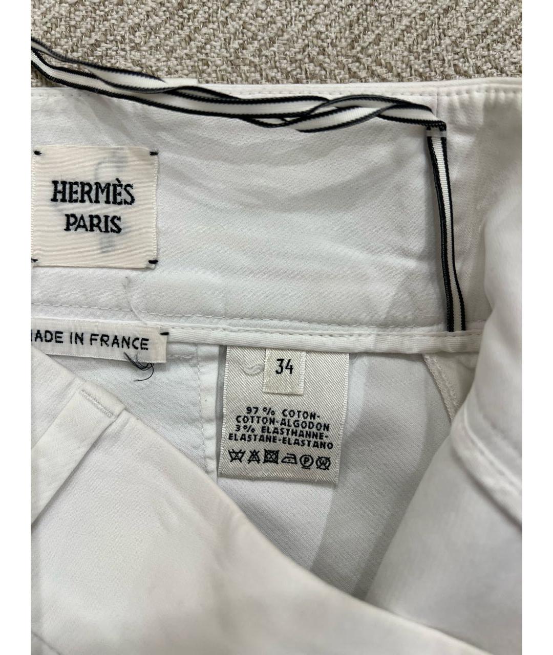 HERMES Белые хлопко-эластановые шорты, фото 7