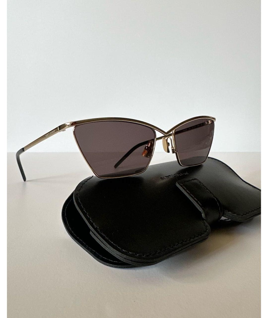 SAINT LAURENT Черные металлические солнцезащитные очки, фото 6