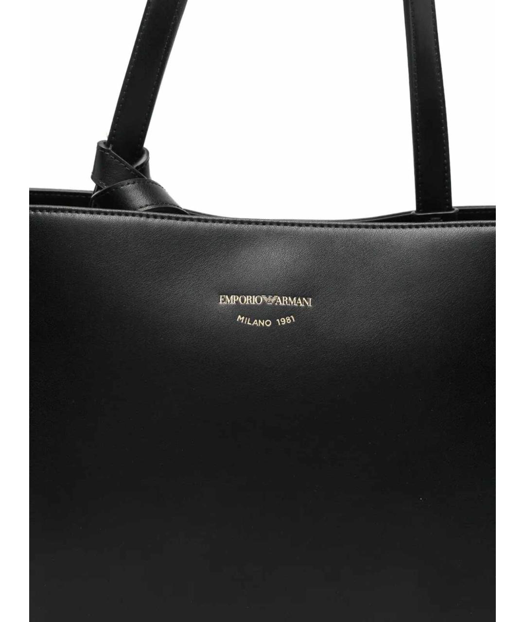 EMPORIO ARMANI Черная кожаная сумка тоут, фото 2