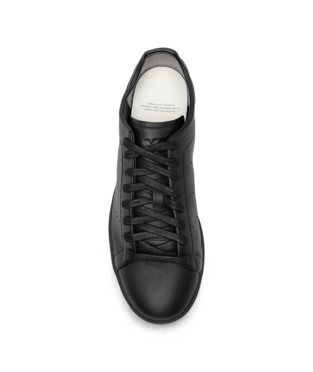 Y-3 Черные кожаные низкие кроссовки / кеды, фото 4