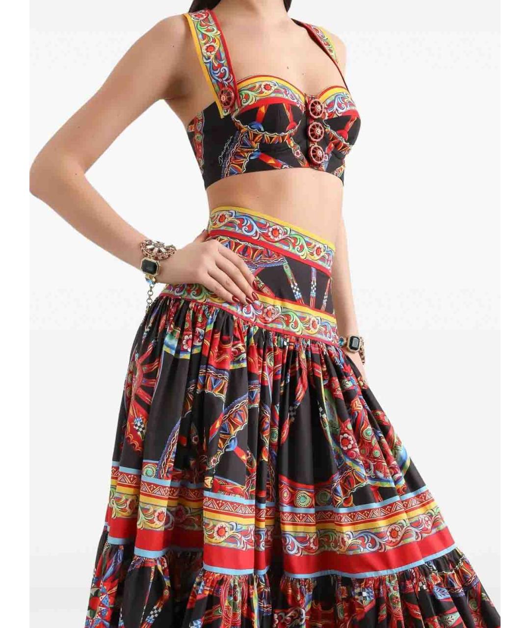 DOLCE&GABBANA Мульти хлопковая юбка макси, фото 4