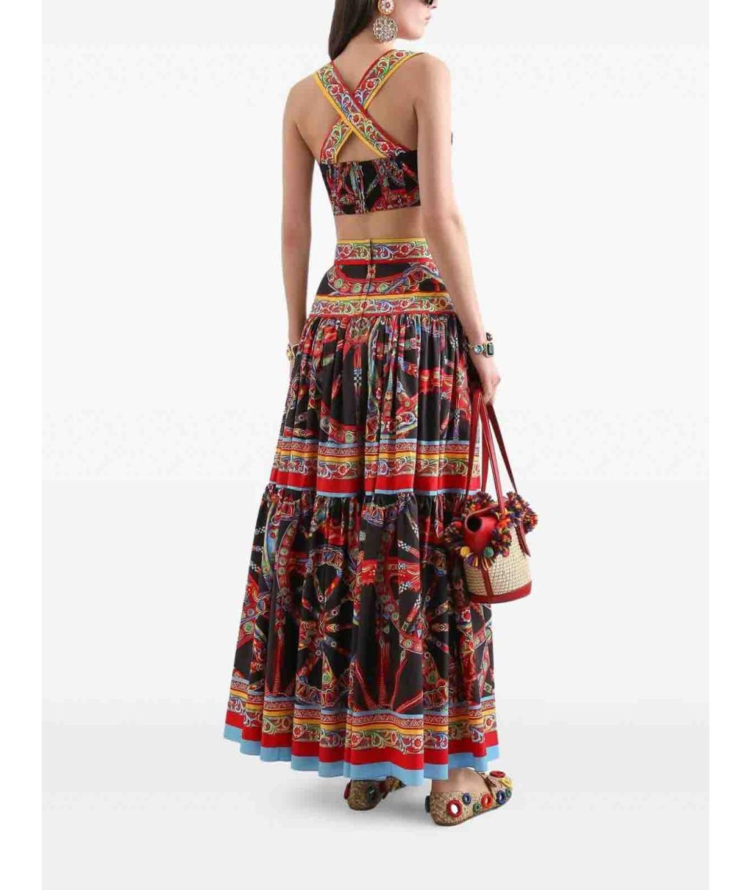 DOLCE&GABBANA Мульти хлопковая юбка макси, фото 3