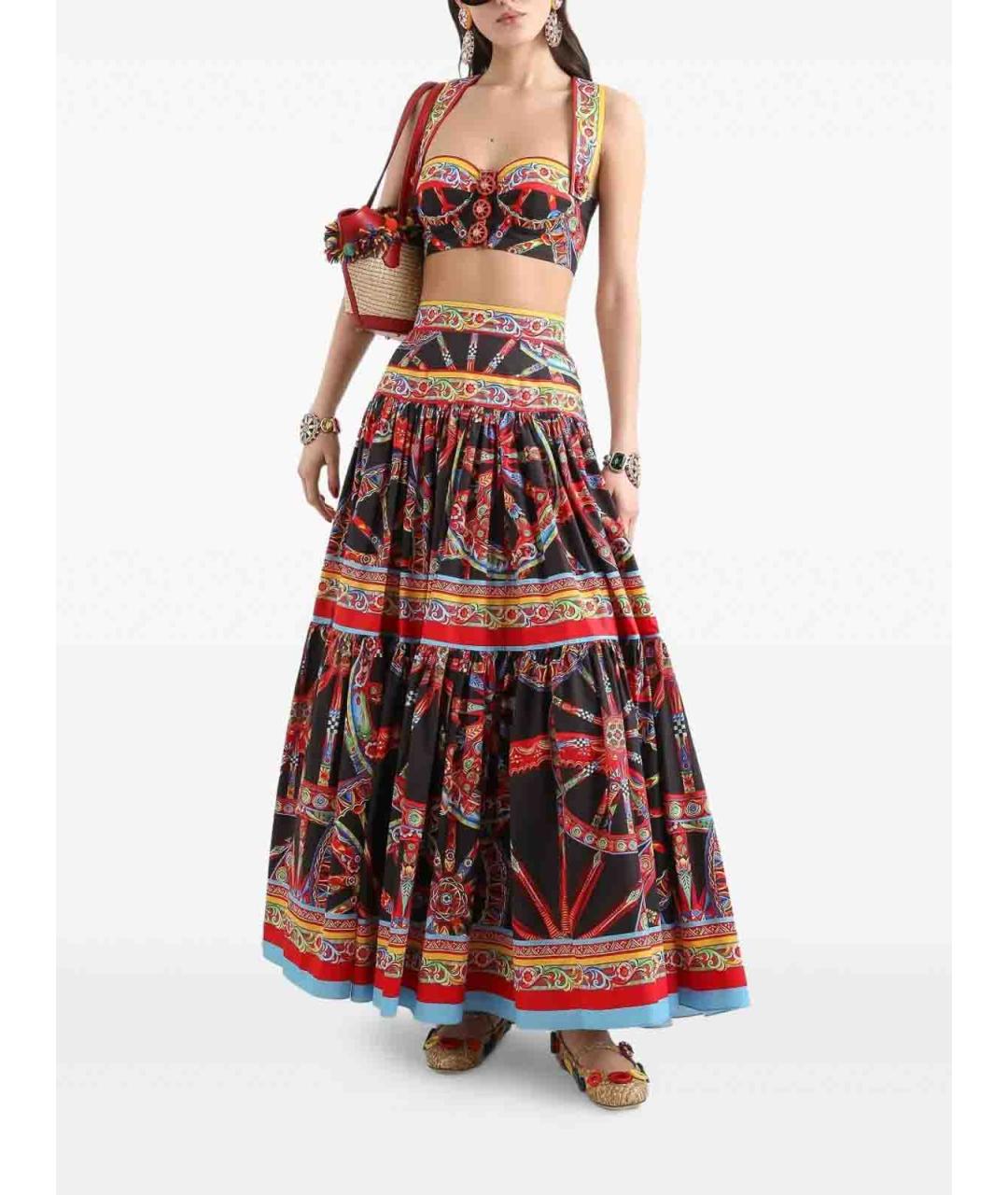 DOLCE&GABBANA Мульти хлопковая юбка макси, фото 2