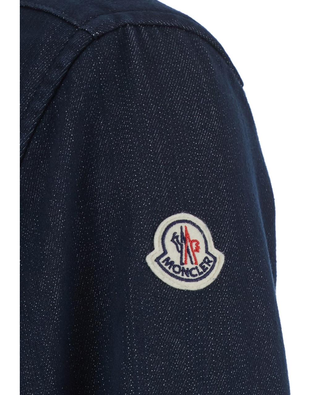 MONCLER Темно-синяя хлопко-полиэстеровая кэжуал рубашка, фото 3