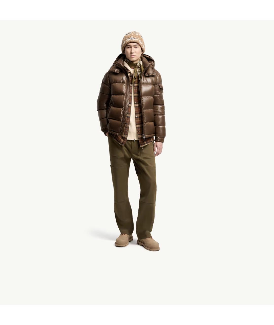 MONCLER Коричневая полиамидовая куртка, фото 3